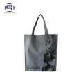 Foldable black printed pp non-woven shopping tote bags